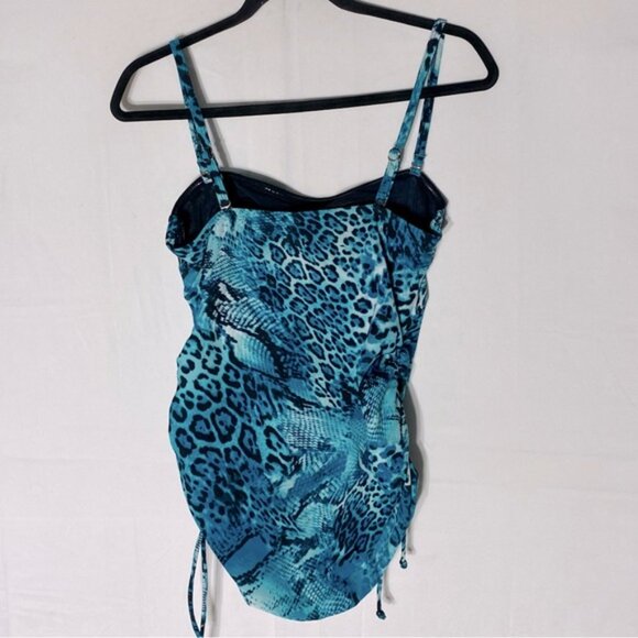 5/$25 Christina Blue Animal Print Tankini Bikini Top Swim Top 12 - Picture 10 of 11